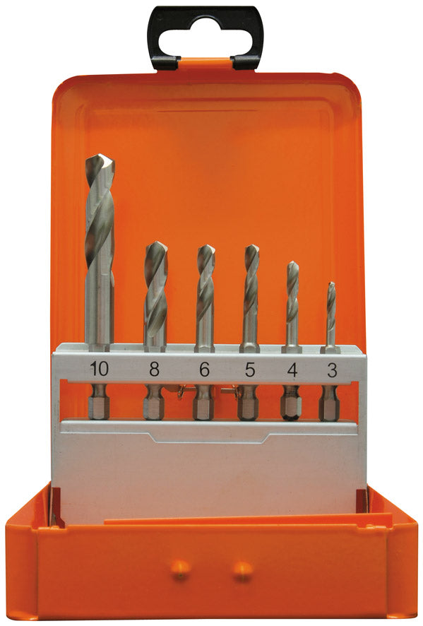 Projahn Borkassett HSS-G 3-10mm 1/4" 6-kant tange 6 deler