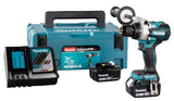 Makita Borskrutrekker LXT 18V DDF486 Med 2x Batterier Og Lader
