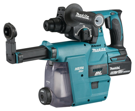 Makita Borhammer LXT 18V DHR242 SDS+ Komplett Med Støvsuger Med 2x Batterier Og Lader