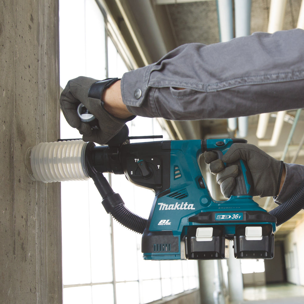 Makita Kombihammer SDS+ LXT 2x18V DHR280 Med Støvsuger Uten Batteri Og Lader