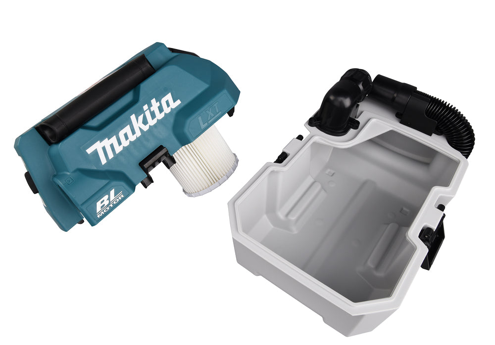 Makita Støvsuger LXT 18V DVC750 Våtfilter + Skulderbelte, Uten Batteri Og Lader
