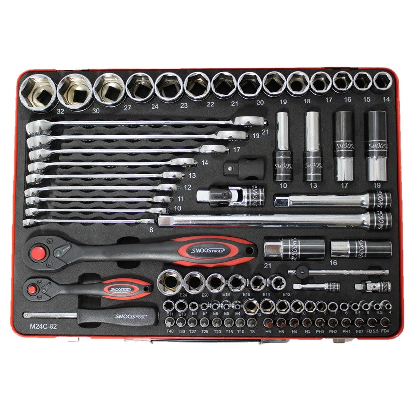 Smoos Tools Pipenøkkelsett 82 Deler 1/4-1/2" Stål Koffert