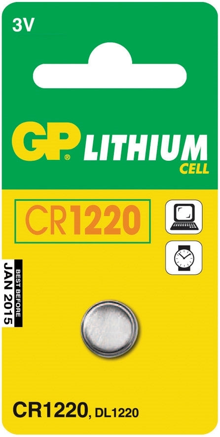 GP Batteri Knappecelle CR1220 1-Pk | GP | Batterier, EL produkter, GP, Knappebatterier