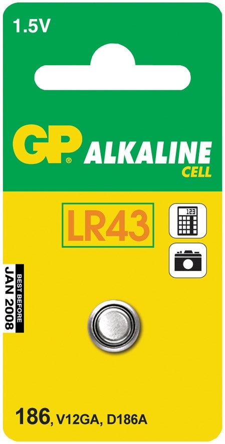 GP Batteri Knappecelle LR43 1-Pk | GP | Batterier, EL produkter, GP, Knappebatterier