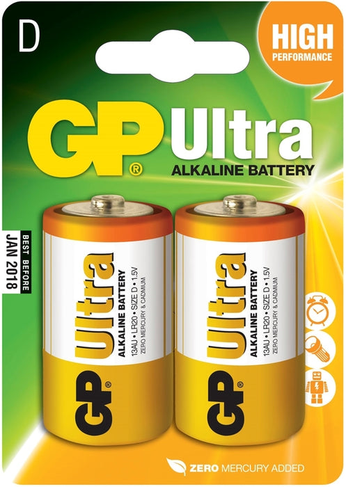 GP Batteri Ultra LR20/D 2-Pk | GP | Batterier, EL produkter, GP, Standardbatterier