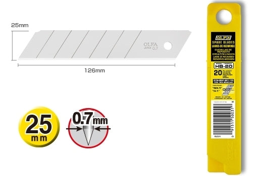 Olfa HB-20 Bryteblad 25mm (20) | Olfa | Brytekniver ol, huggjern, Håndverktøy, høvler ol., Kniver, Olfa, sager