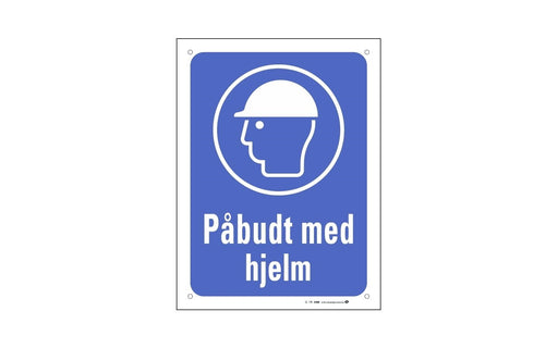 Skilt "Påbudt med hjelm" 15x20cm | Arbeidsmiljøsenteret | Anlegg- og byggeplassutstyr, Arbeidsmiljøsenteret, Skilt og merking