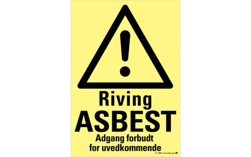 Skilt "Riving Asbest" 30x40cm | Arbeidsmiljøsenteret | Anlegg- og byggeplassutstyr, Arbeidsmiljøsenteret, Skilt og merking