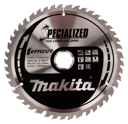 Makita E.06987 Efficut Sirkelsagblad 216x30x45T | Makita | Makita, Maskin tilbehør, Sagblader, Ukategorisert