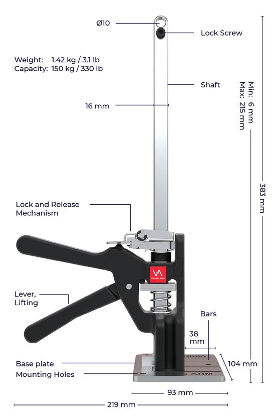 Viking Arm Montasjejekk 215Mm 150 Kg
