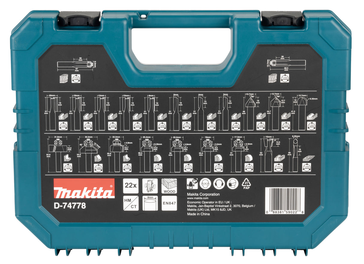 Makita Fresestålsett TCT 22 Deler