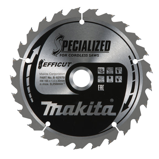 Sirkelsagblad Efficut Tre 165x20mm 25T | Makita | Makita, UKATEGORISERT